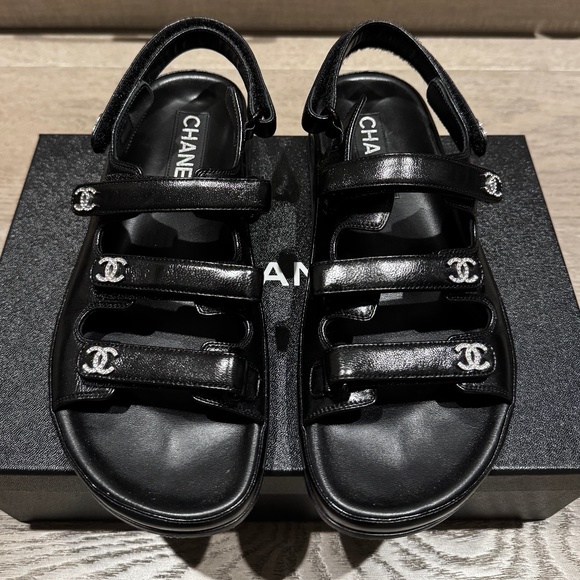CHANEL Dad Sandals Black Size 37 $1875 - Picture 1 of 6